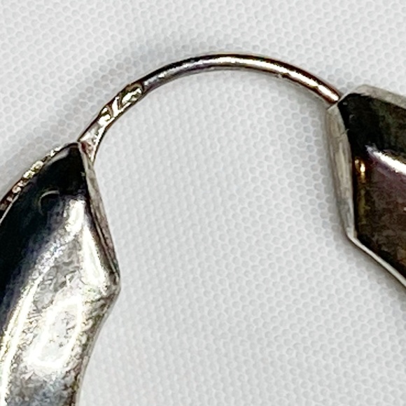 Sterling Silver 925 Hoop Round Earrings Pierced Wire Huggie Closure 10 g - Picture 5 of 6